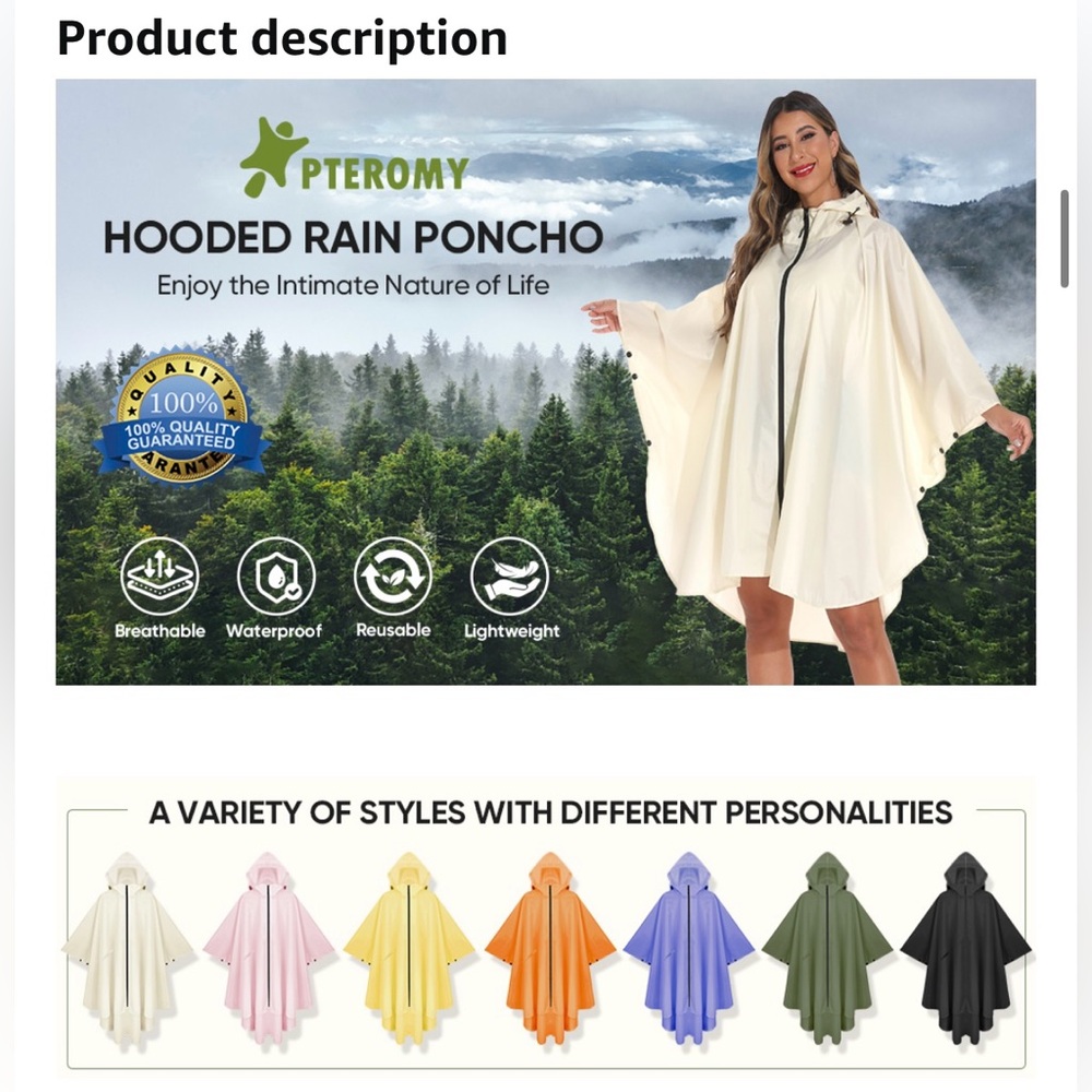 AMAZON Unisex Oversized Big Lightweight Foldable Yellow Waterproof Raincoat Zip - Picture 9 of 15
